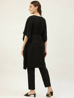 FIORRA Women's Black Poly Crepe Kaftan Type Kurta Set
