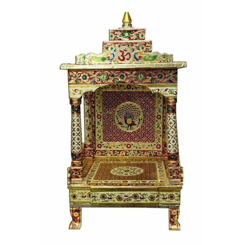 Silver Coated Multi Color Pooja Mandir / Pooja Mandiram Multi Color