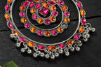 Mominos Fashion Johar Kamal Women's Pink & Orange Kundan Circles Earrings - Distacart
