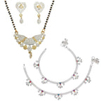 AanyaCentric Gold-plated Mangalsutra Pendant Earring Set & Silver Plated Anklet - Distacart