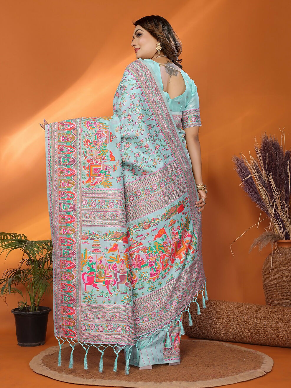 Joban Fashion Rama Meena Weaves Pashmina Sarees