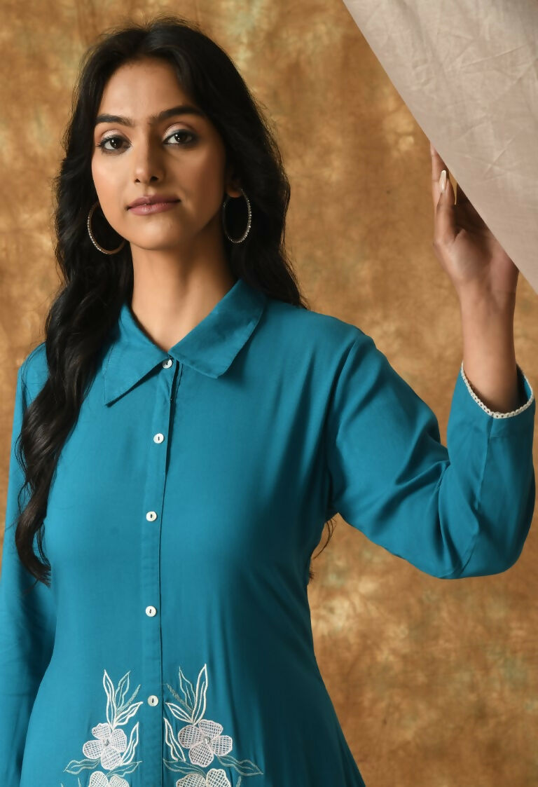 Joban Fashion Blue Cotton Rayon Kurta Set