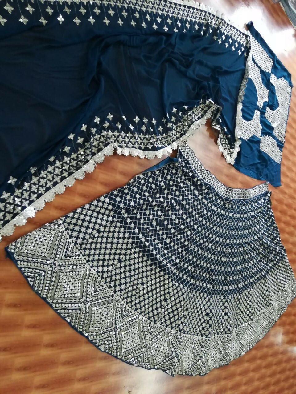 Jyoti Fashion Catching Bottle Green Faux Georgette Sequins with Paper Mirror & Jari Embroidery Lehenga Choli with Dupatta
