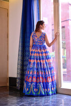 Casual Designer Blue Cotton Silk Gown - Anbazaar - Distacart