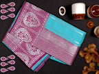 DEIANA'S Beautiful Designer Golden zari Soft Lichi Silk Saree - Blue