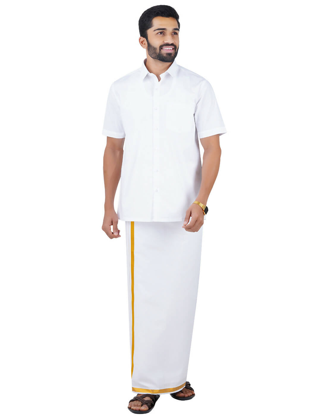 Ramraj Cotton Mens Half Sleeve Formal 100 % Cotton White Shirt