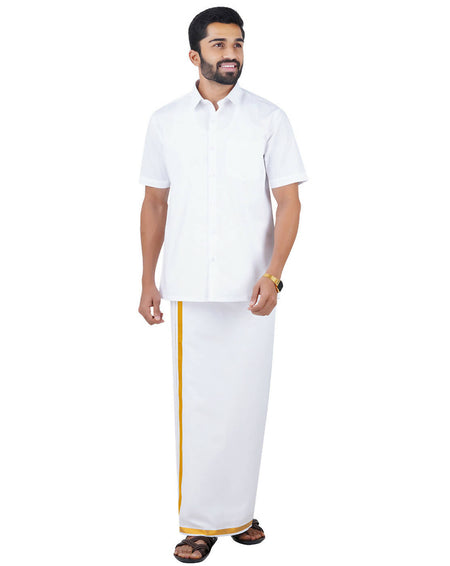 Ramraj Cotton Mens Half Sleeve Formal 100 % Cotton White Shirt
