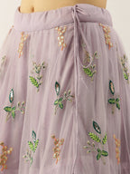House of Panchhi Lavender - Net Embroidered Sequence Lehenga