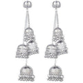Traditional Kashmiri Silver Four Jhumka Earrings
