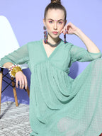 Janasya Green Woven Design Dobby Weave Kurta - Distacart