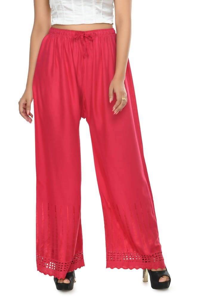 Mominos Fashion Moeza Reyon Cotton Magenta Cut Work Palazzo