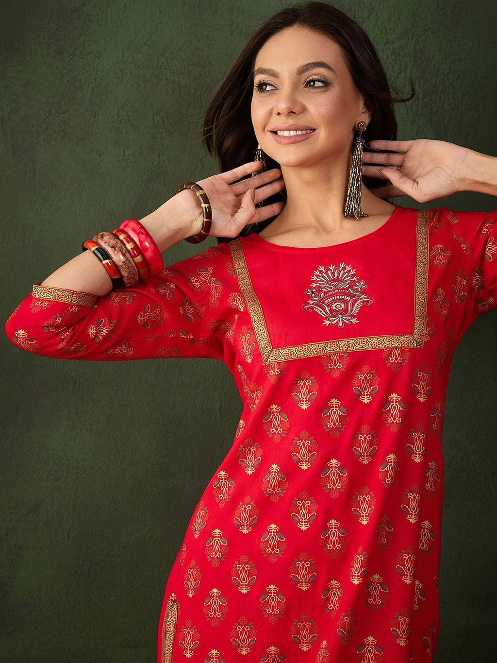 Sangria Printed Kurta With Palazzo