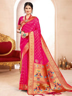 Shree Shyam Fashion Paithani Silk Magenta Saree - Distacart