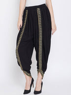 Indian Clothing Cheera Women’s Black Dhoti With Golden Lace