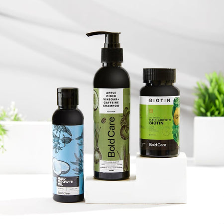 Bold Care DHT Blocker Shampoo + Hair Growth Oil + Biotin Supplements Combo