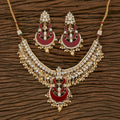 Joban Fashion Women Golden White Maroon Necklace Set