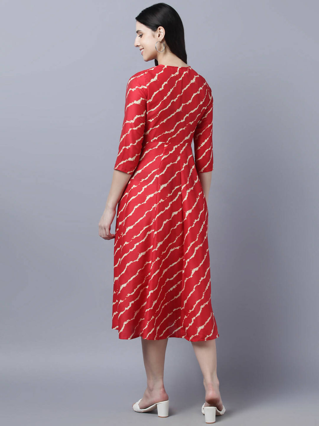 Myshka Women's Stylish Red 3/4 Sleeve Dress - Distacart