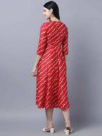 Myshka Women's Stylish Red 3/4 Sleeve Dress - Distacart