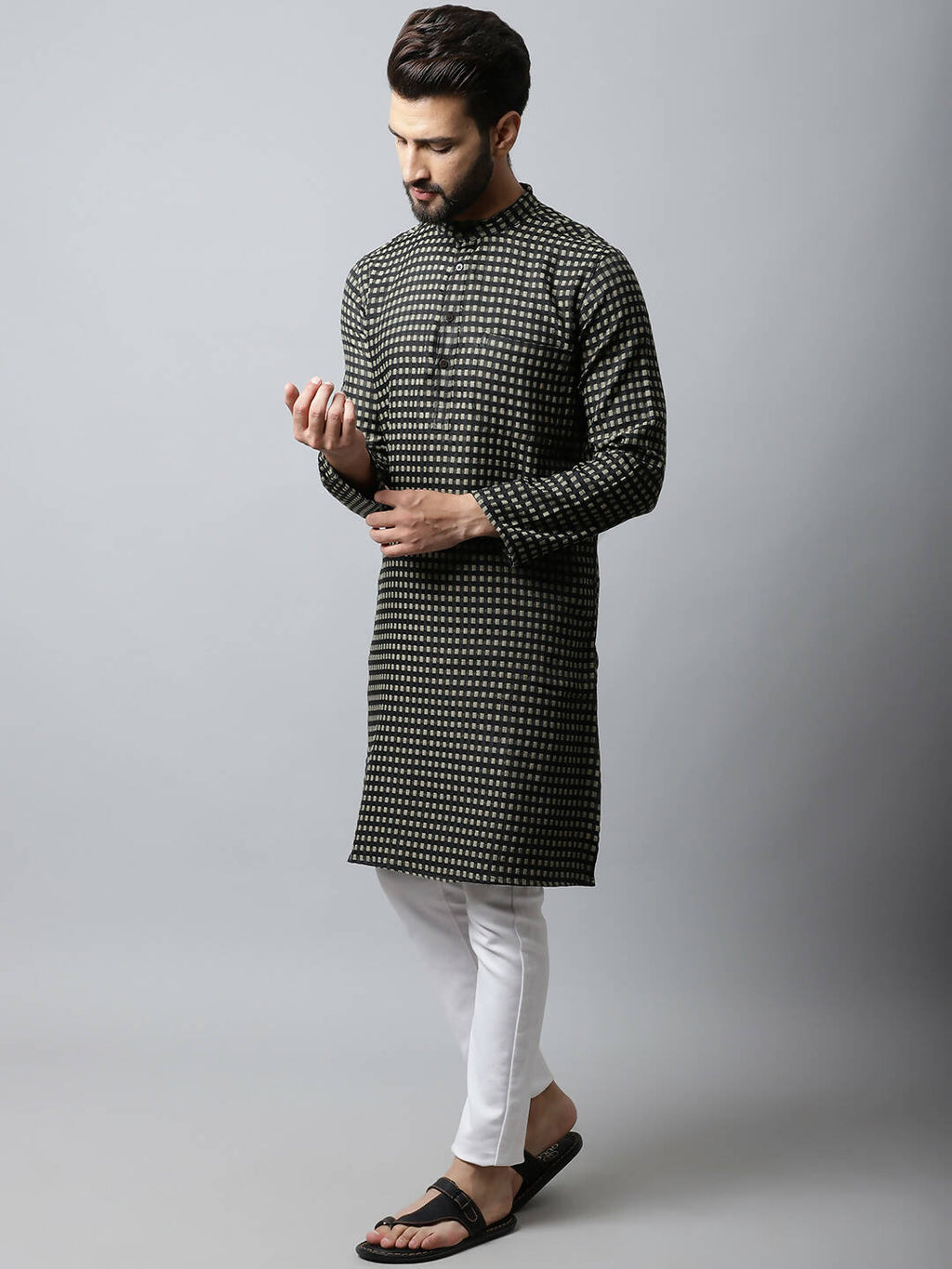 Even Apparels Brown Color Pure Cotton Men's Kurta With Band Collar (CHK1185) - Distacart