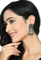 Mominos Fashion Joharkamal Kundan work Jhumka with Green Beads - Distacart
