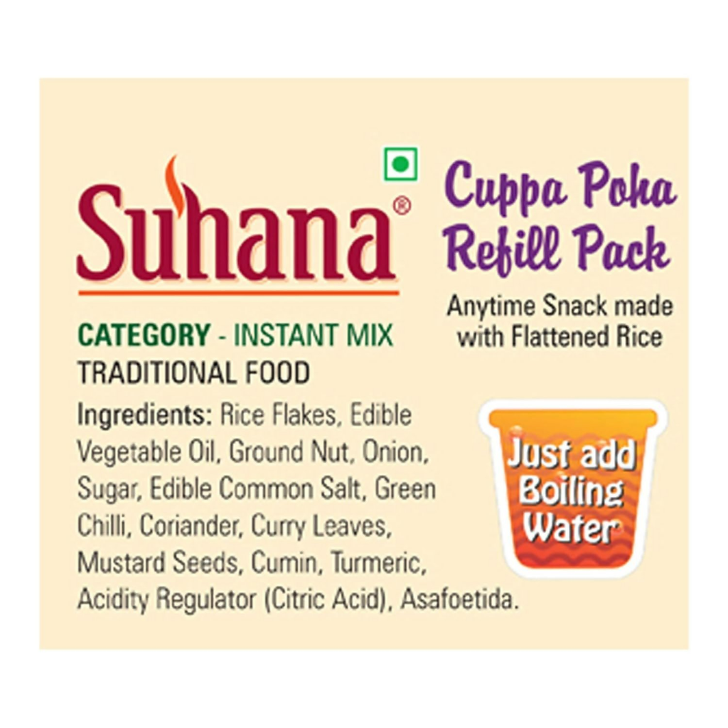 Suhana Cuppa Poha Refill Pouch Ready to Eat Instant Breakfast - Distacart