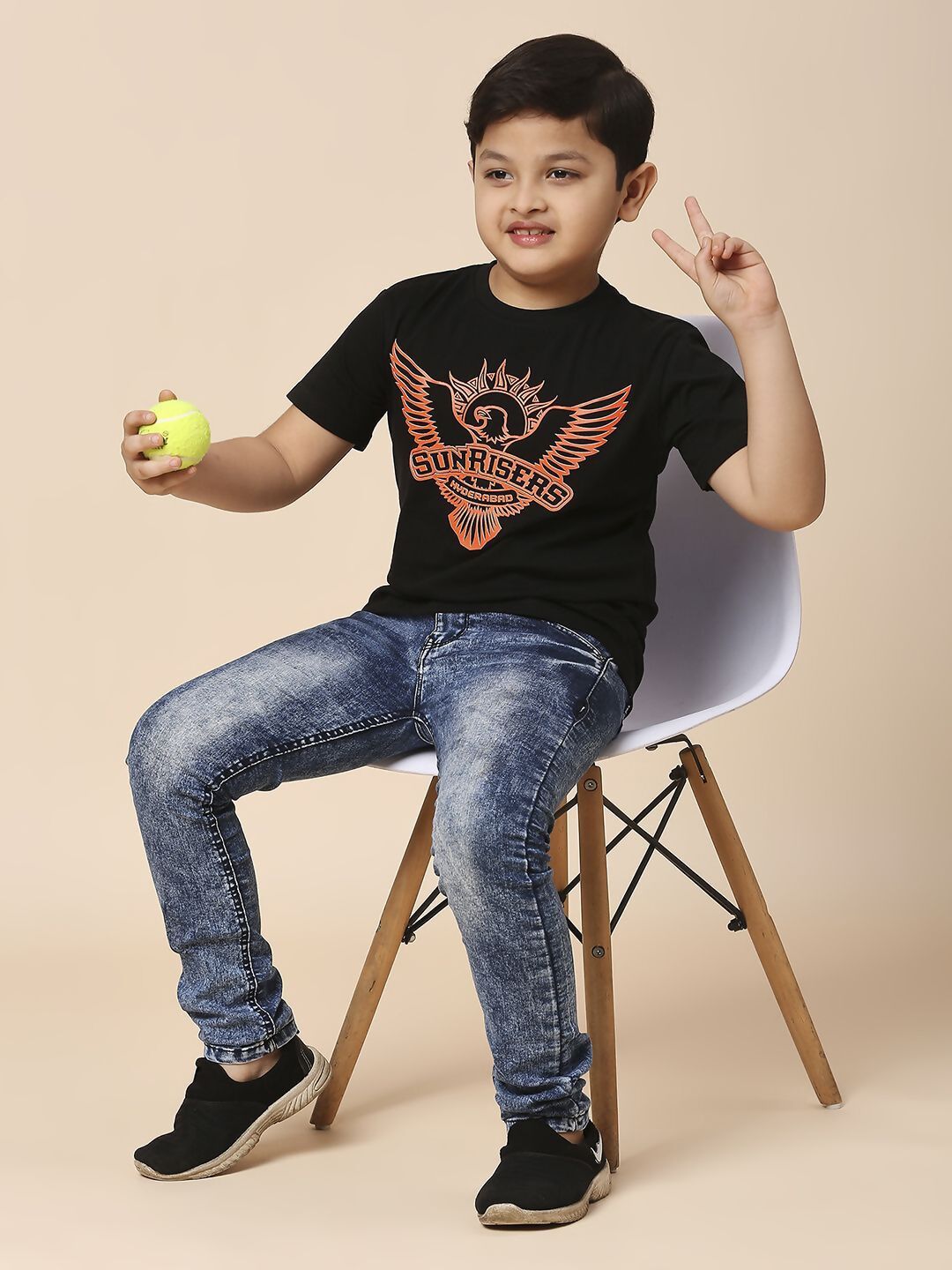 Fancode Kids Typography Printed Round Neck Sunrisers Hyderabad IPL T-Shirt