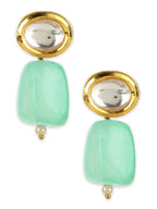 Gold Plated Contemporary Kundan Drop Earrings - Ruby Raang - Distacart