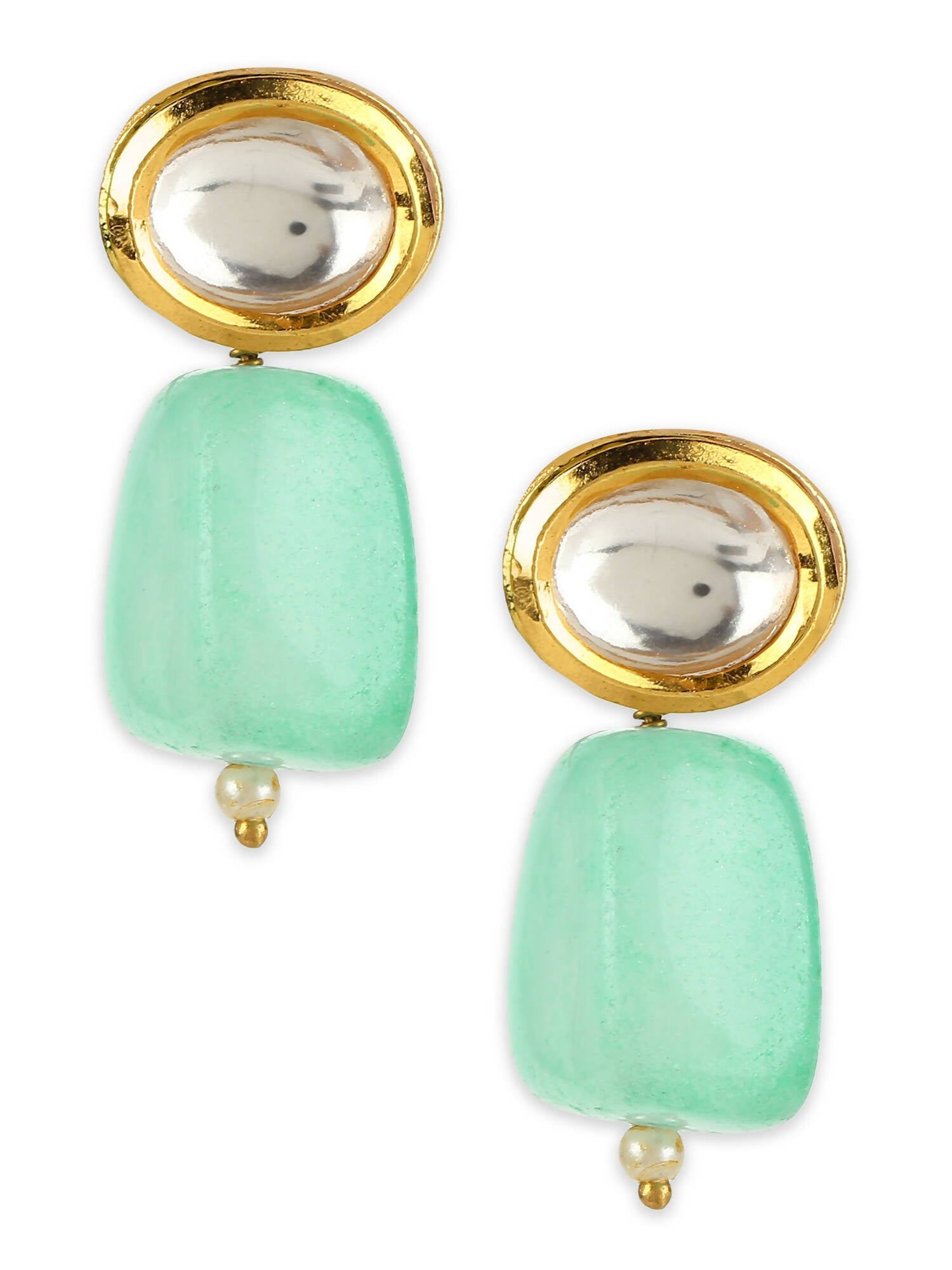 Gold Plated Contemporary Kundan Drop Earrings - Ruby Raang - Distacart