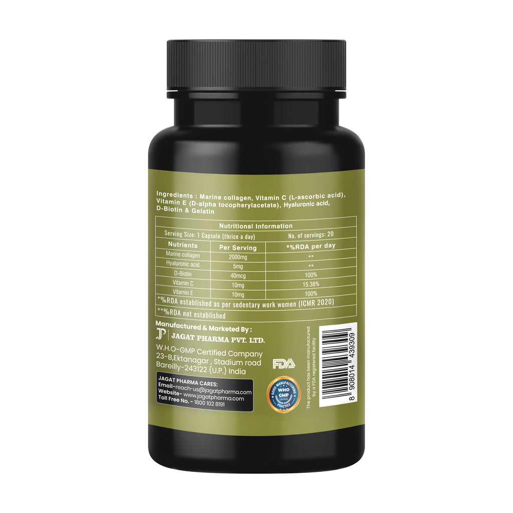 Jagat Pharma Marine Collagen Capsules for Hair, Skin, Joint, Nail, Bones