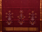 Maroon Khadi Cotton Handloom Saree with Pallu Design - Global Threads