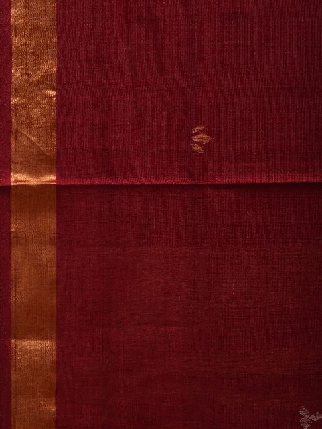 Maroon Khadi Cotton Handloom Saree with Pallu Design - Global Threads