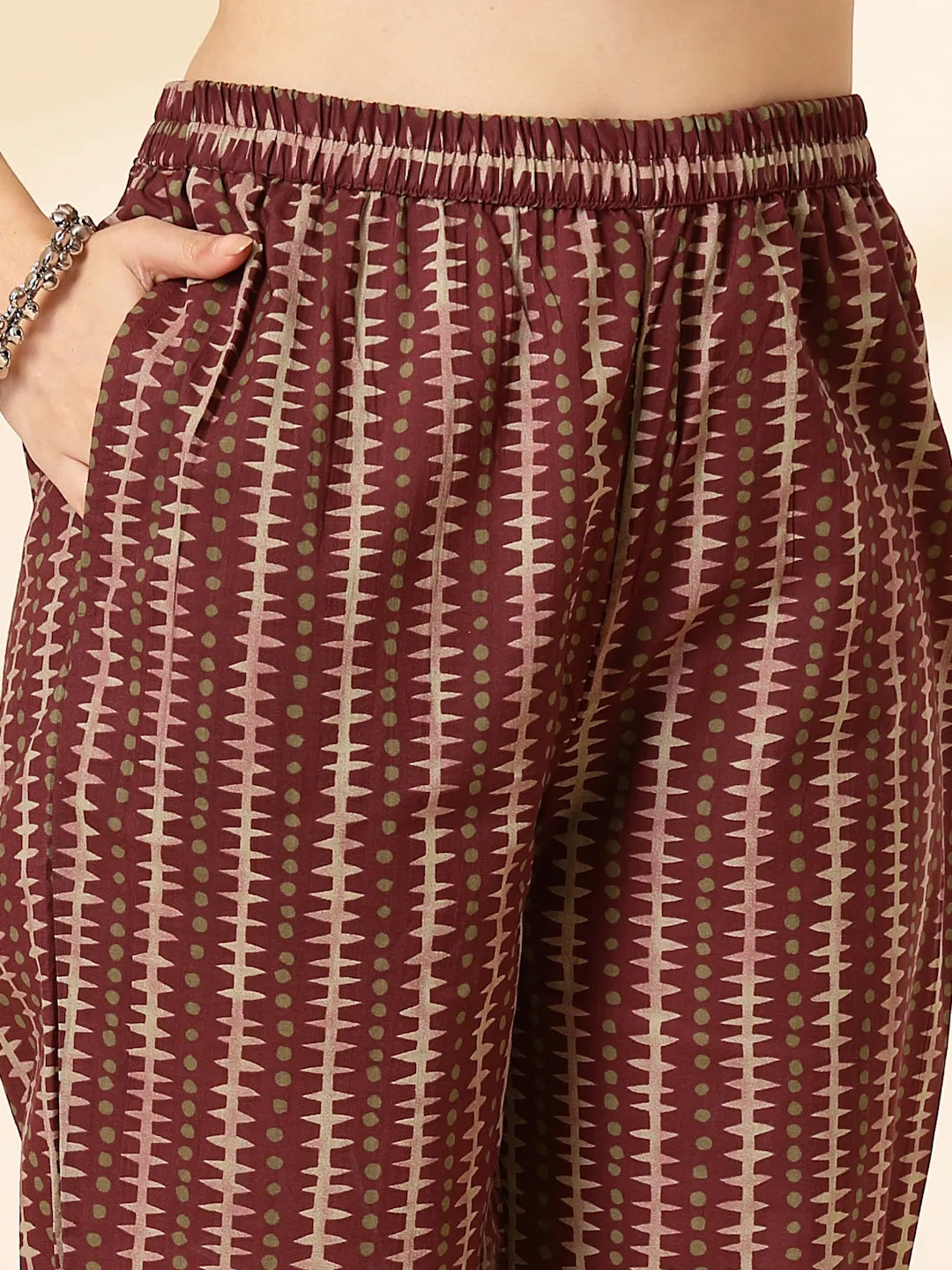 Yufta Maroon Pure Cotton Straight Kurta Dupatta Set - Distacart