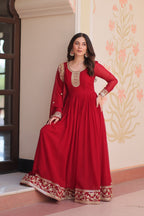 Evanik Faux Georgette With Embroidered Work Wedding Gown Dupatta - Distacart