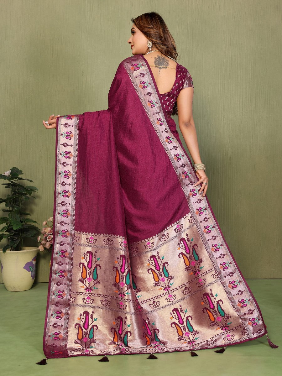 Anaita Maroon Paithani Gala Silk Saree With Blouse - Distacart