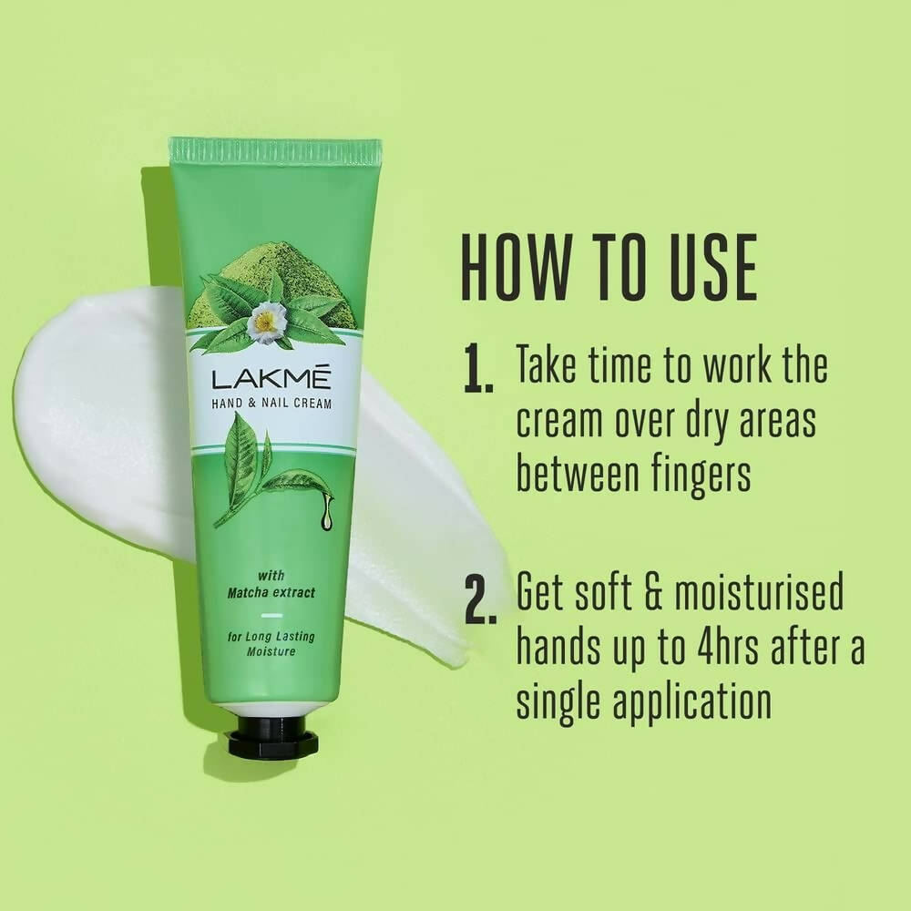 Lakme Hand & Nail Cream With Matcha, Pentavitin And Almond Oil