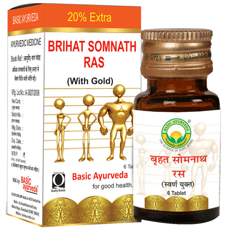 Basic Ayurveda Brihat Somnath Ras (With Gold)