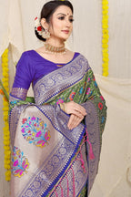 Jyoti Fashion Women's Green Patola Silk Zari Woven Saree with Blouse - Distacart