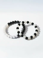 NVR Unisex Set of 2 Black & White crystal beaded Bracelet - Distacart