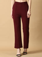 Myshka Women's Magenta Solid Top With Trousers