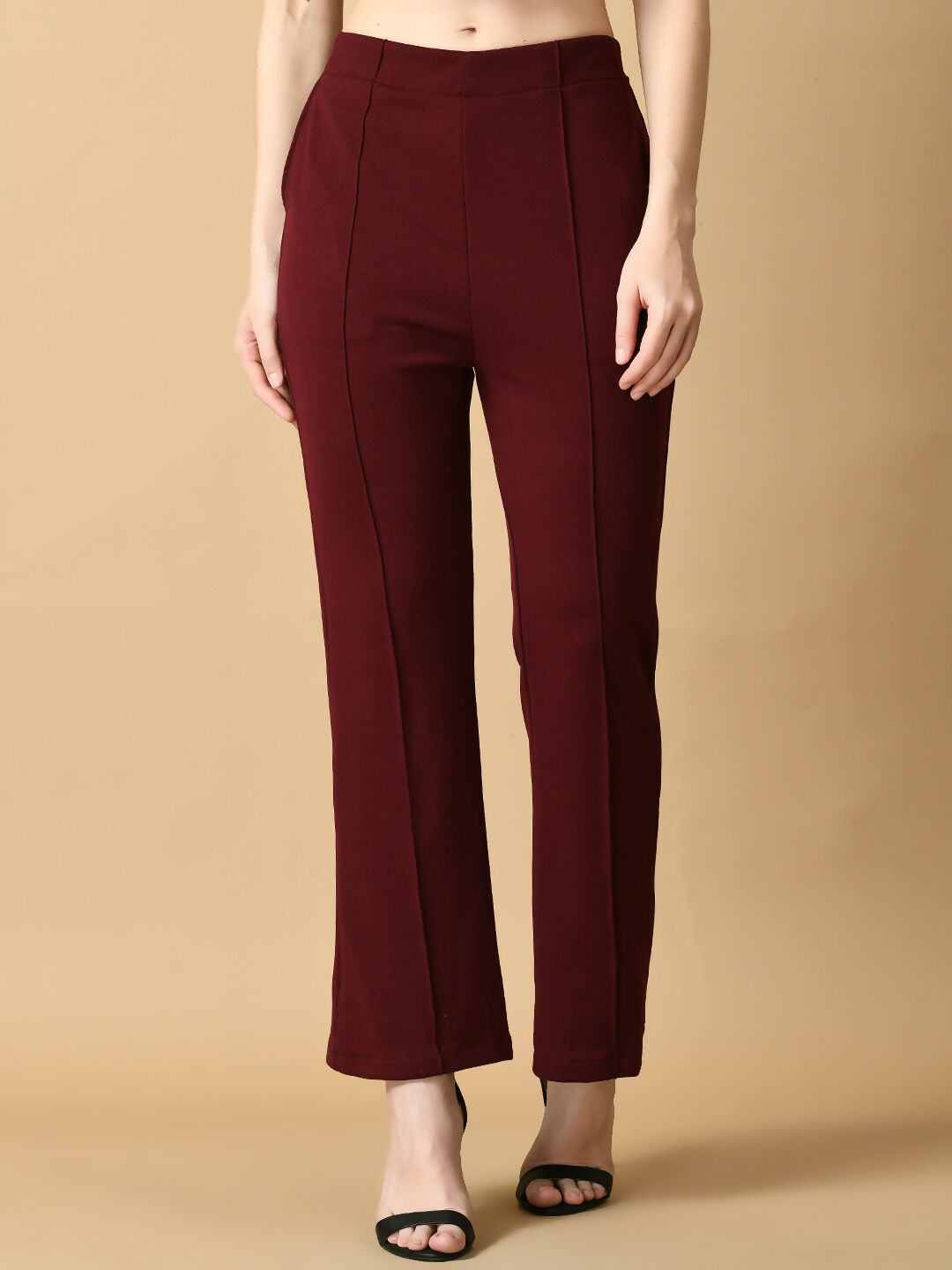 Myshka Women's Magenta Solid Top With Trousers