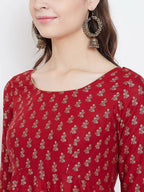 Cheera Embellished Daily Wear Cotton Blend Kurta - Red