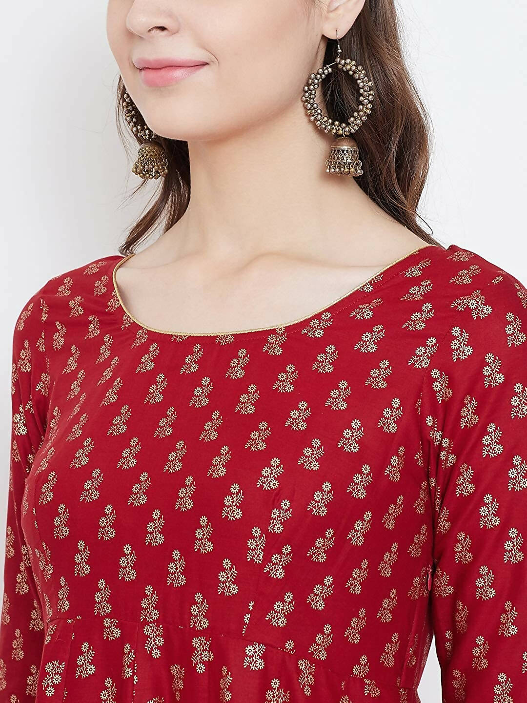 Cheera Embellished Daily Wear Cotton Blend Kurta - Red