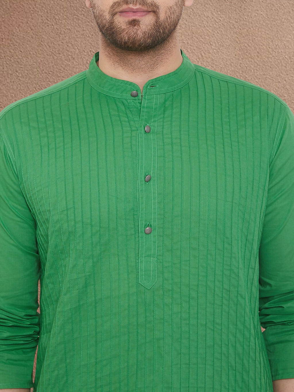 Even Apparels Men's Pintuck Fancy Green Kurta