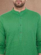 Even Apparels Men's Pintuck Fancy Green Kurta
