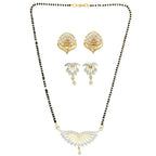 AanyaCentric Gold-Polished Mangalsutra with Pendant, 2 Pair Earrings