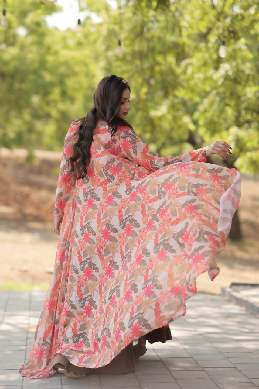 Vastranavya Latest Fancy Party Wear Lehenga Choli With Shrug - Peach