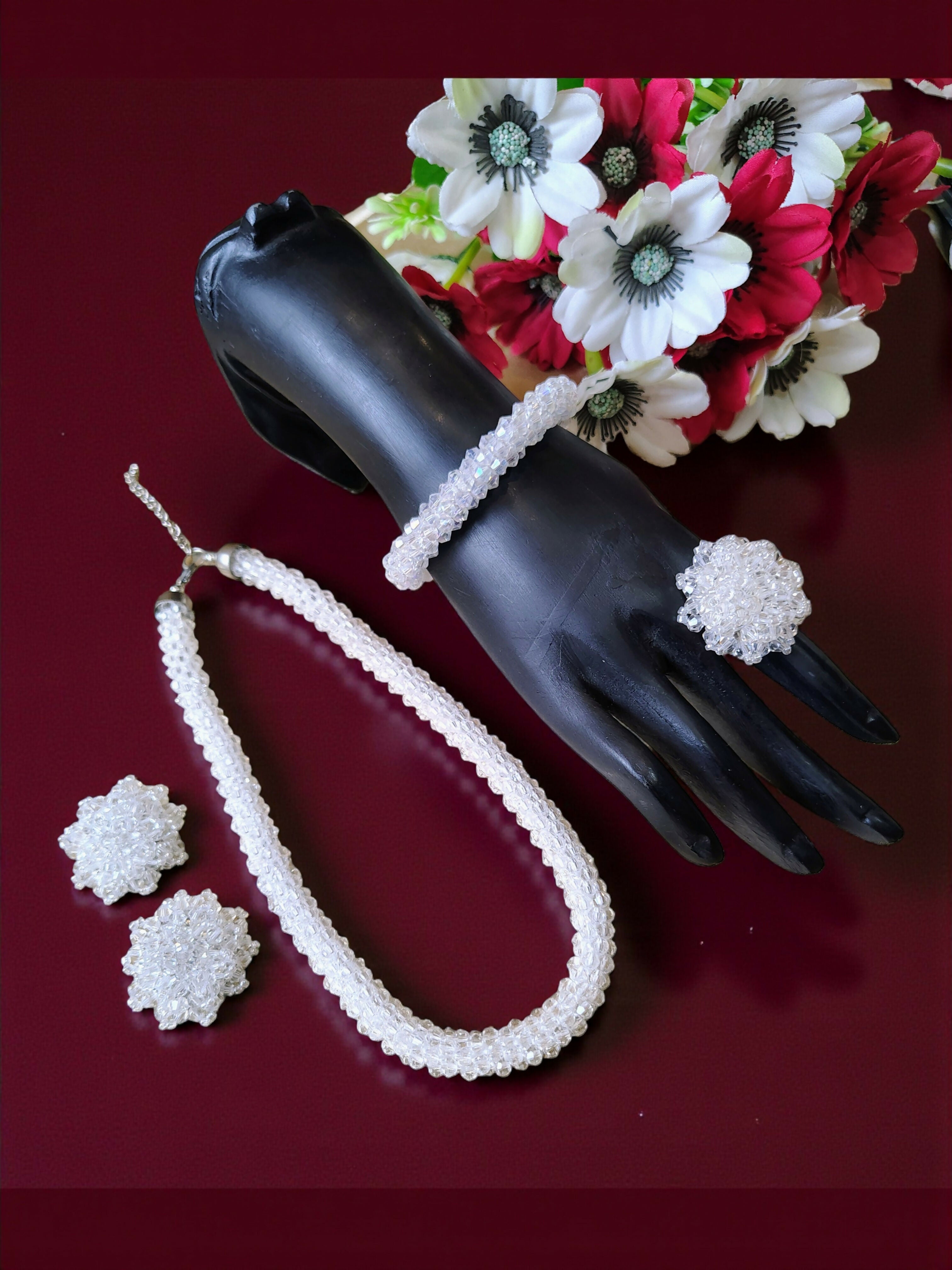 Inhanns Rangshine 4-In-1 Crystal Glam Set - Handmade - White