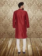 Even Apparels Men's Art Silk Maroon Kurta