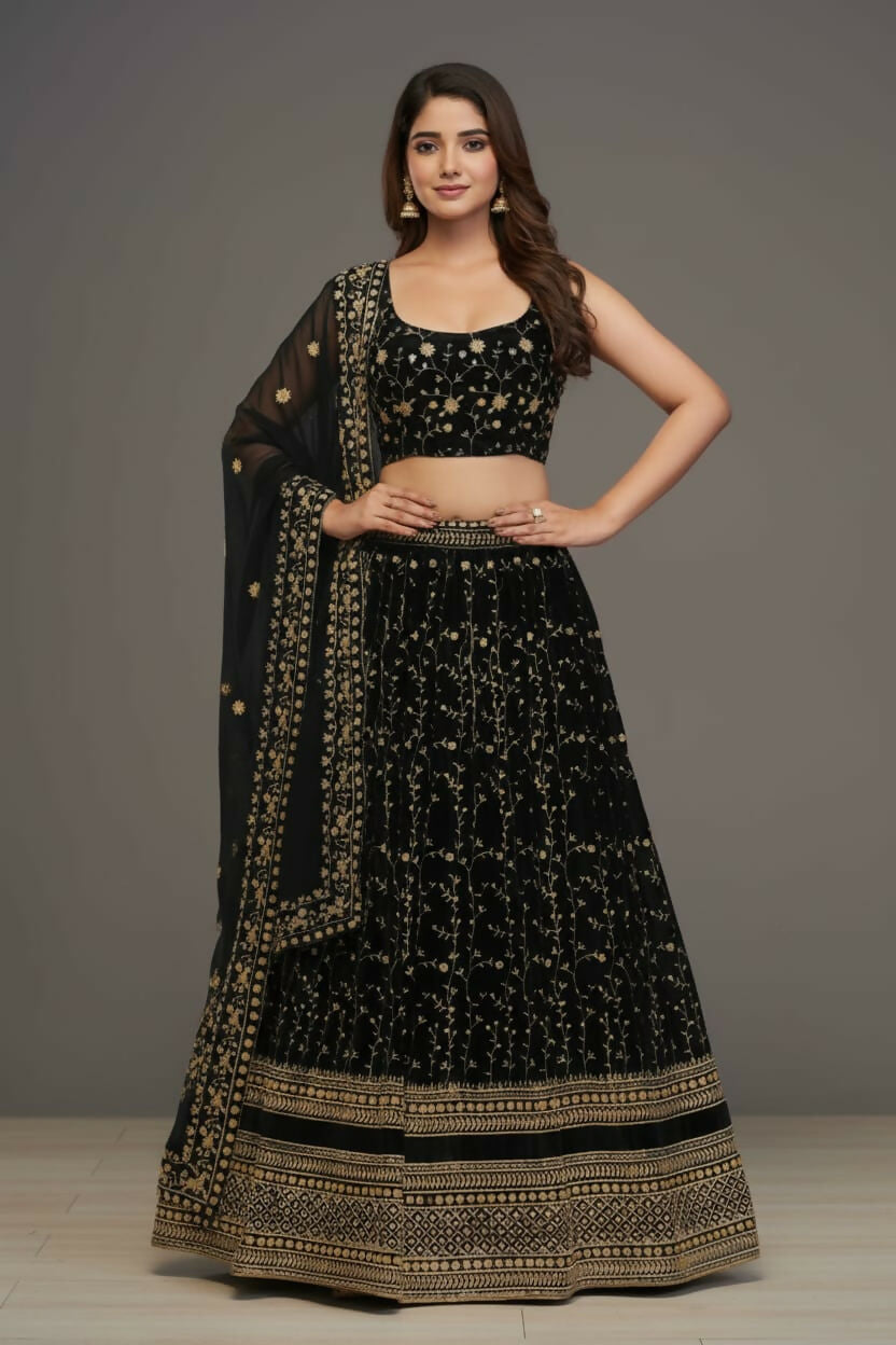Lehenga Mart Designer Indian Wedding Lehenga Choli-Black - Distacart