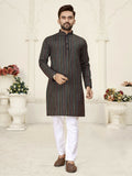 Anaita Black Jacquard Linen Cotton Straight Kurta